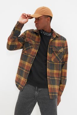 TRENDYOL MAN Bordo Cift Cep Kapakl? Regular Fit K?sl?k Oduncu Kareli Gomlek TMNAW21GO0031 - Trendyolmilla фото 5