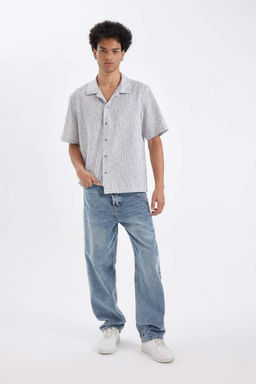 Хлопковая рубашка с короткими рукавами Relax Fit - Defacto фото 2