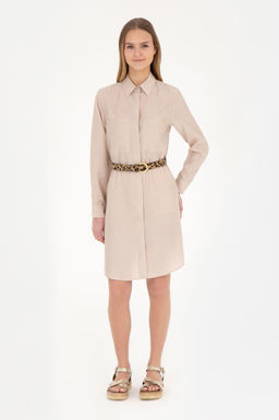 Женское тканое платье песочного цвета - U.s. polo assn фото 8