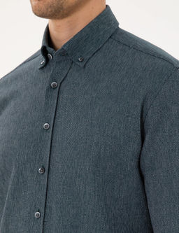 Ye_il Regular Fit Uzun Kollu Oxford G_mlek