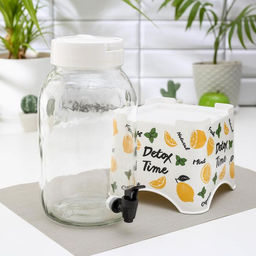 Диспенсер стеклянный с краником на подставке «Лимоны», 3 л, высота 26,5 см, без крышки 24 см