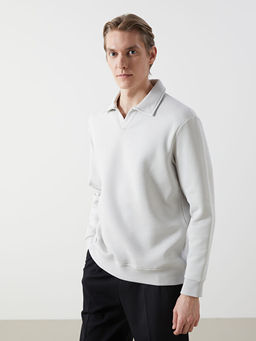 Polo Yaka Uzun Kollu Erkek Sweatshirt