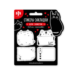Стикеры-закладки пластиковые, 45х35 мм, 100 шт., арт. 72319 / 48 КОТЫ (материал: пластик цвет: белый
