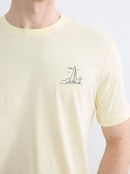 Bisiklet Yaka Bask?l? Penye Erkek Ti??rt