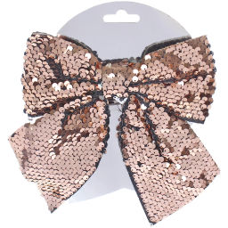 Бант на ёлку "Сияние" 16*17 см, Розовое золото