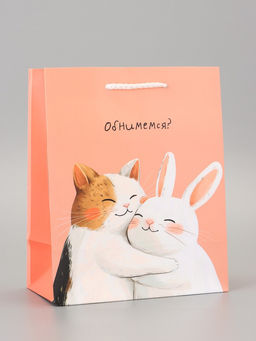 Цена за 2 шт. Пакет подарочный ламинированный «Объятия» 18×22.3×10 см