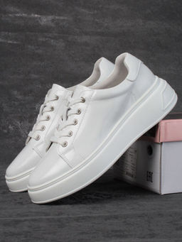 05-PDD215-2 WHITE Кроссовки женские (натуральная кожа)