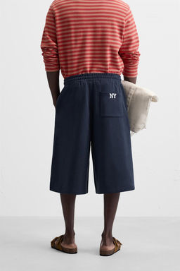 OVERSIZED FIT NY EMBROIDERED JOGGER BERMUDA SHORTS - Zara фото 3
