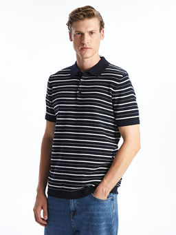 Polo Yaka K?sa Kollu ?izgili Erkek Triko Kazak