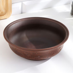 Тарелка глубокая «Вьюнок», 700 мл, 18×6 см, красная глина