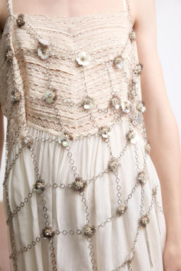 METALLIC DRESS WITH BEADS AND FLOWERS - Zara фото 2