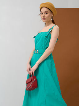 Сарафан с бретелями с металлической пряжкой 75% хлопок, 25% эластан