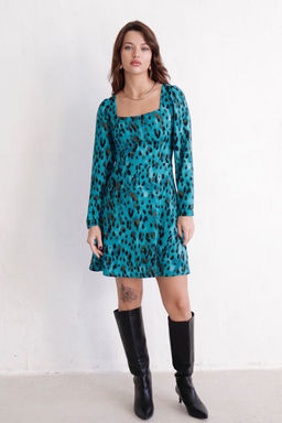 Платье с вырезом каре бирюзовое - Martichelli фото 4