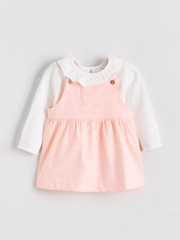 ?i?ekli K?z Bebek Salopet Elbise ve Ti??rt