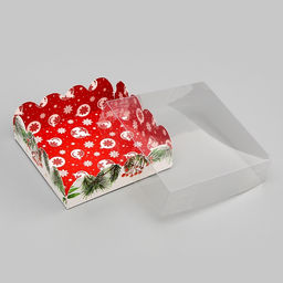 Цена за 5 шт. Коробка для печенья «Сундучок с подарками», 9×9×3 см, Новый год