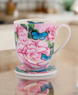 Кружка с подставкой Розы, 0,4 л