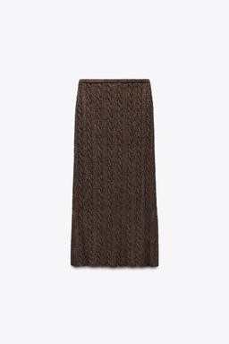 CABLE KNIT MIDI SKIRT WITH WOOL - Zara фото 10