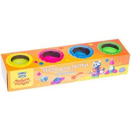 Тесто для лепки Мульти-Пульти 4цв. по 90гр. "Енот на луне" (ТЛ_13472) яркие цвета