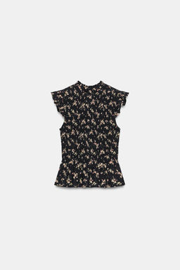 TOP NIDO DE ABEJA ESTAMPADO FLORAL / Multicolor - Zara фото 6