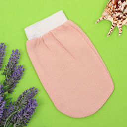 Цена за 2шт. Мочалка - варежка массажная "Premium - PASTERA", цвет персиковый, 24*15см (ZIPпакет)