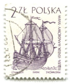 Марка Флейт-трехмачтовое торговое судно XVII век Польша