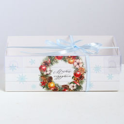 Цена за 5 шт. Коробка новогодняя для капкейка Happy New Year, 23×16×7.5 см