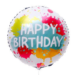 Цена за 4 шт. Шар фольгированный18" HBD, круг, акварель