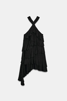 METALLIC THREAD HALTER DRESS - Zara фото 7