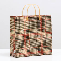 Цена за 10 шт. Пакет Серый в клетку, мягкий пластик, 29 x 30 см, 120 мкм