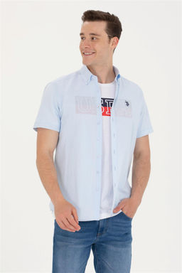 U. S. Polo Assn Мужская голубая рубашка с коротким рукавом - U.s. polo assn фото 10