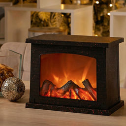 ULD-L2821-005/DNC/RED BLACK FIREPLACE Светильник светодиодный Камин с эффектом пламени, питание от батареек 3АА (не в/к) или USB (в/к), 28х21см. 5 светодиодов. Корпус черный. TM Uniel