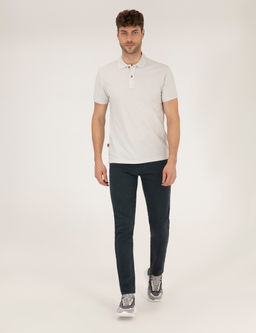 A__k Gri Slim Fit %100 Pamuk Polo Yaka Basic Ti__rt