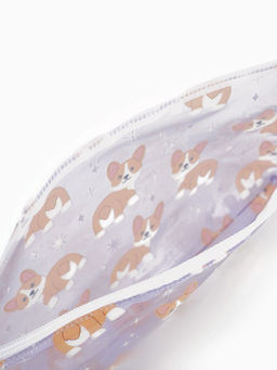 Цена за 3 шт. Косметичка-пенал на молнии, с рисунком Корги, сиреневый - Simaland фото 3