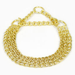 Ошейник - полуудавка металлический трехрядный, 40 см, толщина проволоки 2 мм, золотистый - Пижон фото 2