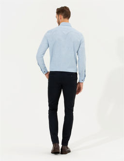 Lacivert Slim Fit Kanvas Pantolon