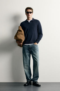 POLO PUNTO REGULAR FIT ALGOD?N - LINO / Marino