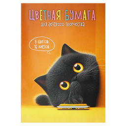 Цена за 2 шт. Цветная бумага арт. 73169 КОТ С ТЕЛЕФОНОМ /200x275 мм, мягкий переплёт (2 скобы), 16 л, обложка - по