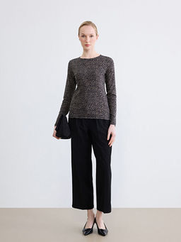 Bisiklet Yaka Leopar Desenli Bluz