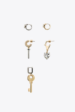 PACK OF 5 MIXED KEY AND JEWEL EARRINGS