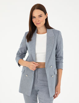 _ndigo Slim Fit Keten Kar___ml_ Ceket