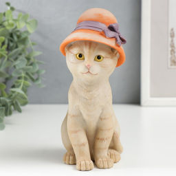 Фигурка полистоун «Кошечка в дамской шляпке», 16.5×7.5×10 см