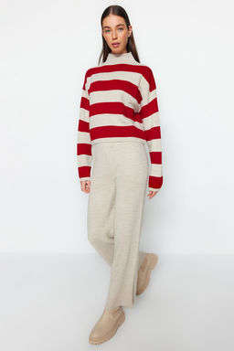 Kahverengi Genis Kal?p Cizgili Triko Alt-Ust Tak?m TWOAW24AU00020 - Trendyolmilla фото 10