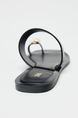 METALLIC BEAD TOE POST SANDALS - Zara фото 6