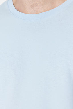 Ac?k Mavi Oversize/Genis Kesim %100 Pamuklu K?sa Kollu Basic T-Shirt TMNSS22TS0318