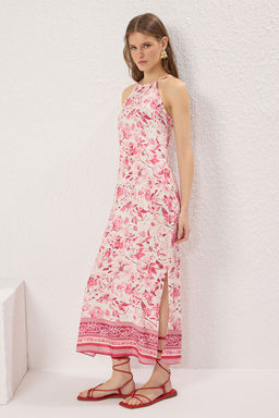 TRENDYOLMILLA Lacivert Cicekli Duz Kesim Viskon Maxi Dokuma Elbise TWOSS24EL00524  фото 10