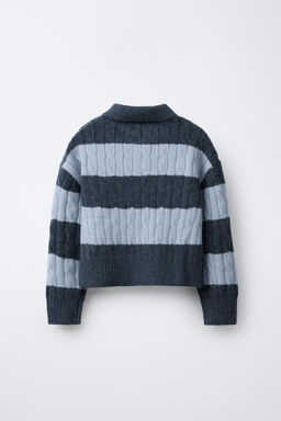 CABLE-KNIT STRIPED POLO JUMPER - Zara фото 2