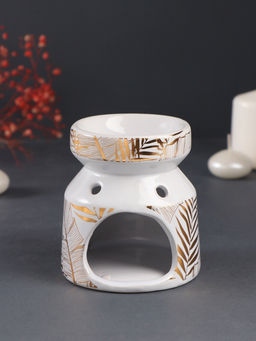 Аромалампа для эфирных масел Золотые пальмовые листья на белом, керамика, 9.8?9.8?11 см - Simaland фото 4