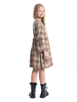 Платье для девочки нарядное UD 6837 бежевая клетка - Mini maxi фото 2