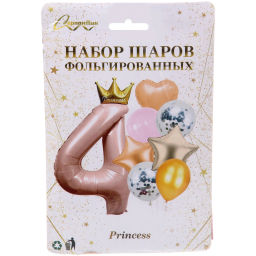Набор шаров 8 шт "4 - Prince", розовый (цирфа + 7 шаров)