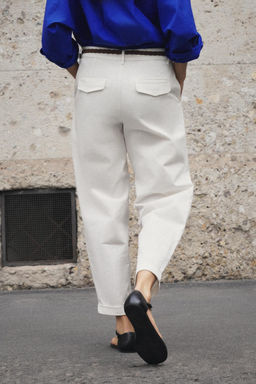 PANTAL?N CHINO CINTUR?N TRENZADO / Crudo - Zara фото 4
